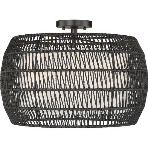 Everly 4 Light 19 inch Matte Black Semi-flush Ceiling Light in Modern Black Rattan
